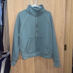 Blue/Green Half-Zip Sweatshirt with Thumb Holes